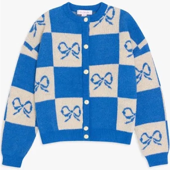 NWOT: Lisa Says Gah Blue and Cream Checkered Cardigan - Picture 7 of 14